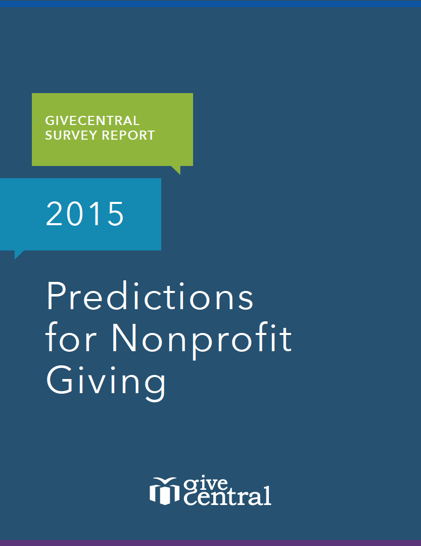 front cover of the GiveCentral 2015 "Predictions for Nonprofit Giving" Survey Report