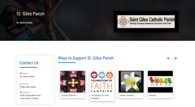 St. Giles Catholic Parish donation page