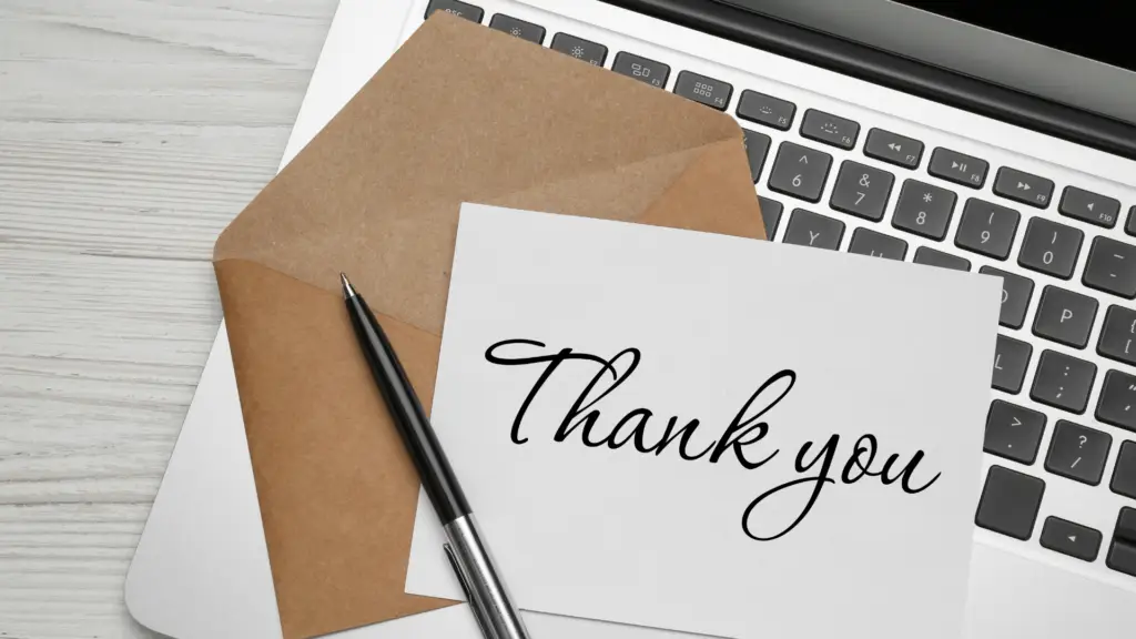 hand written thank you note